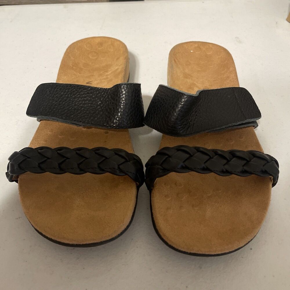 Vionic Jeanne Women's Black Slide Arch-Supportive Adjustable Sandals 8.5